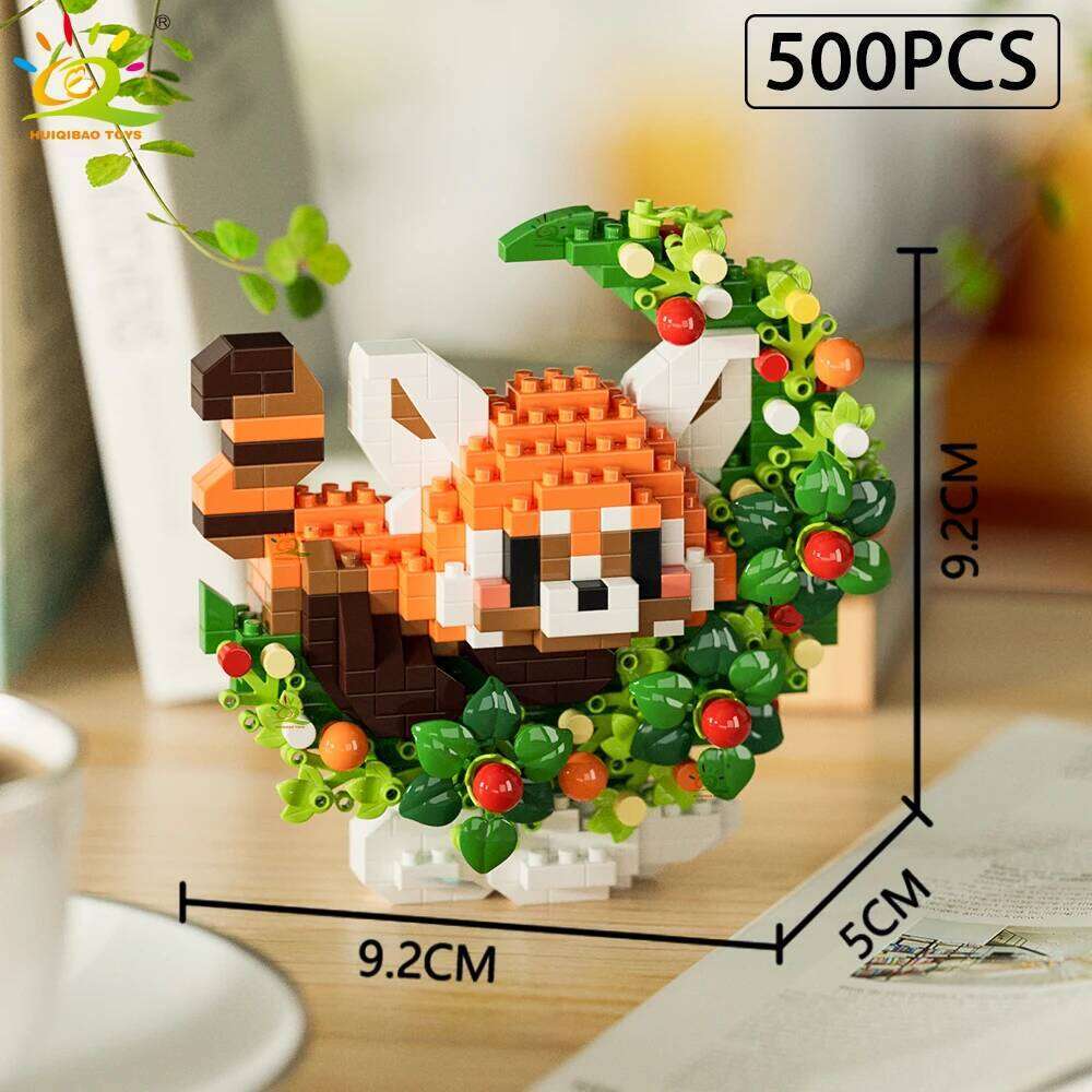 HUIQIBAO MOC Flower Animal Micro Building Block Mini 3D Diamond Model Brick DIY Construction Toy for Children Desk Decoration Z260306
