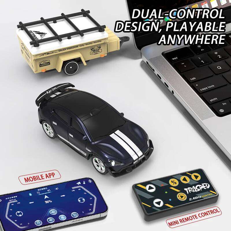 Mini Alloy Drift with Trailer 2.4G Remote & APP Control 3-Speed Gears Ready-to-Run RC Car Toy Gift in Color Box C260305