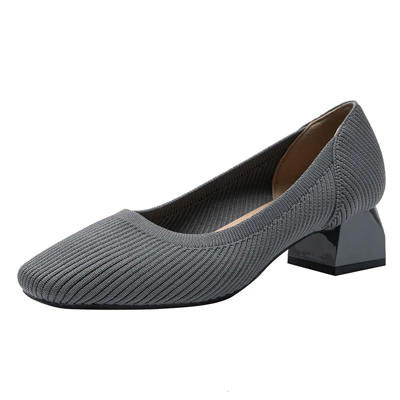 Square heel casual shoes for women flying woven single shoes 260306