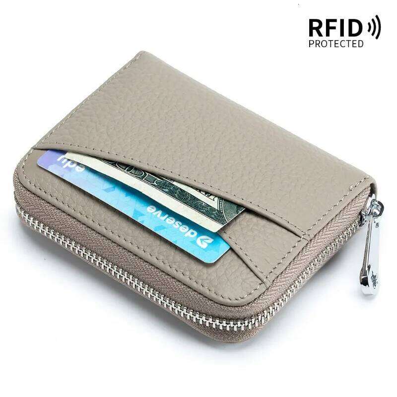 Genuine Leather Japanese Multi-card Slot RFID Purse Zipper Card Holder Men's Women's Coin Bag Large Capacity C260304