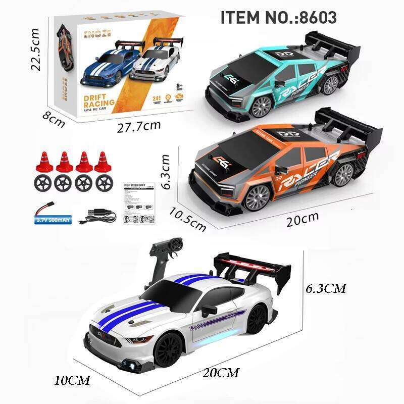 1/24 RC Drift Cars High Speed Vehicle Mustang 4WD Remote Control Racing Toy Boys Competition Race Car Gift Replaceable Tire C260305