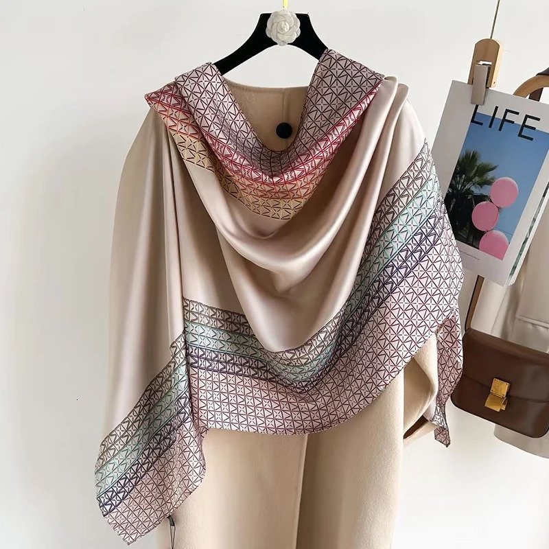 Spring Scarf Womens Polyester Material Smooth Scarf Soft Shawl Beach Scarf 260302