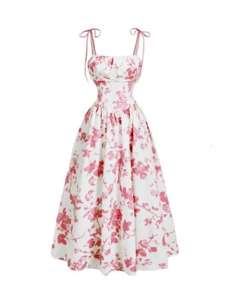 New Womens Print Spaghetti Strap Dress Summer Fashion Elegant Casual Office Party Casual Dresses For Women Robe Femme Vestidos X260306