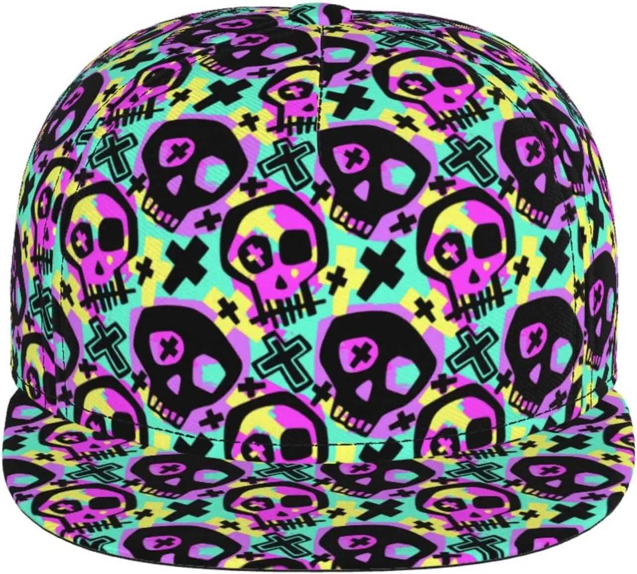 Y2K Skull Mens Baseball Hat Cap Graffiti Skull Funny Dad Cap Golf Hat Cozy Breathable Adjustable Full Print Cap Hat Black S260306
