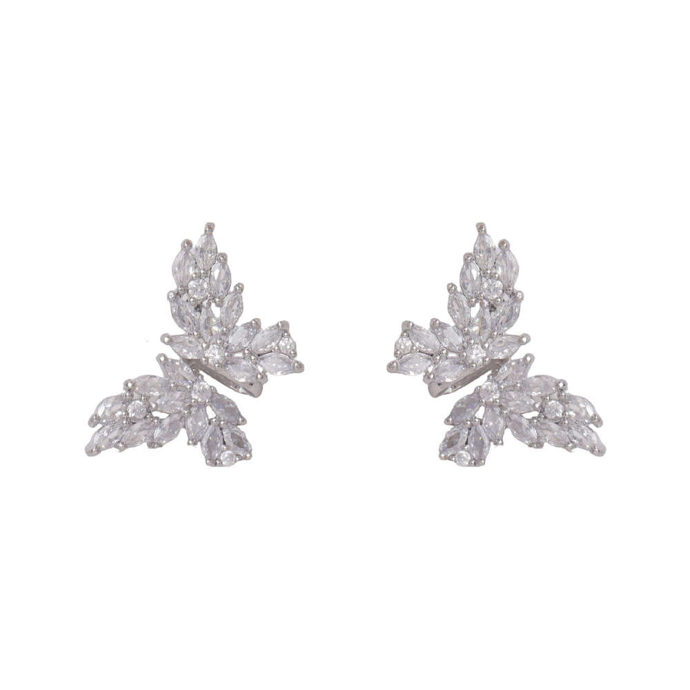 Micro Pave Zircon Earrings S925 Silver Light Luxury Style Elegant Fashion Luxurious High-end Niche Butterfly Earrings