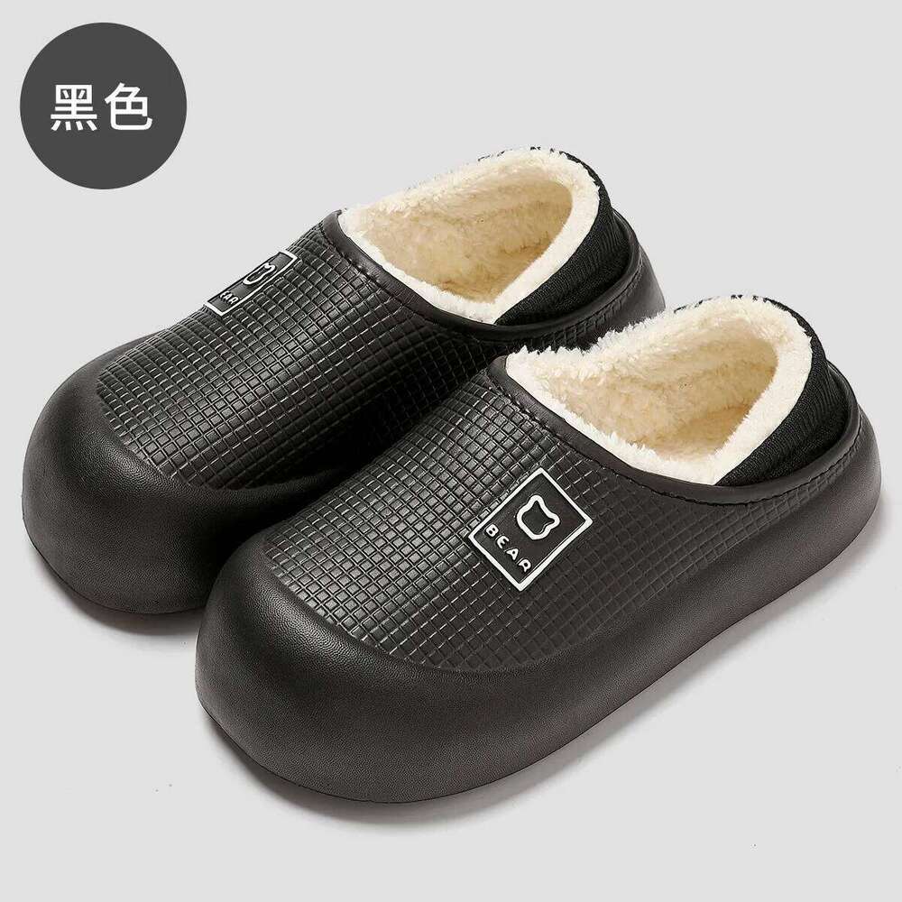 Litfun Winter Fluffy Women's Platform Soft Sole Waterproof Anti-slip Slides Plush Lining Warm Slippers For Women