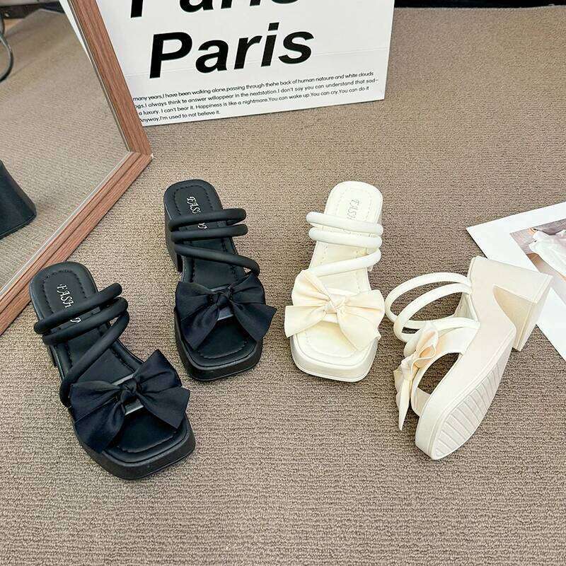 2026 Summer New Fashionable Bow Design High Heel Comfortable and Lightweight Open toed Sandals