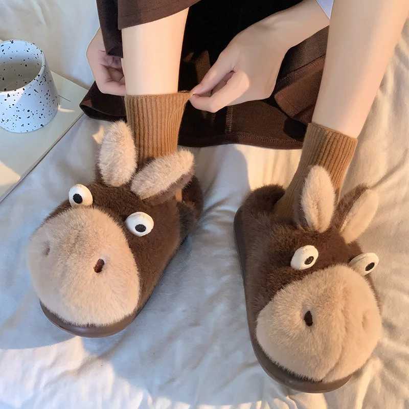 Cartoon cotton slippers for women in autumn and winter waterproof thick bottom new indoor home decor wrapped in warm cotton s S260305