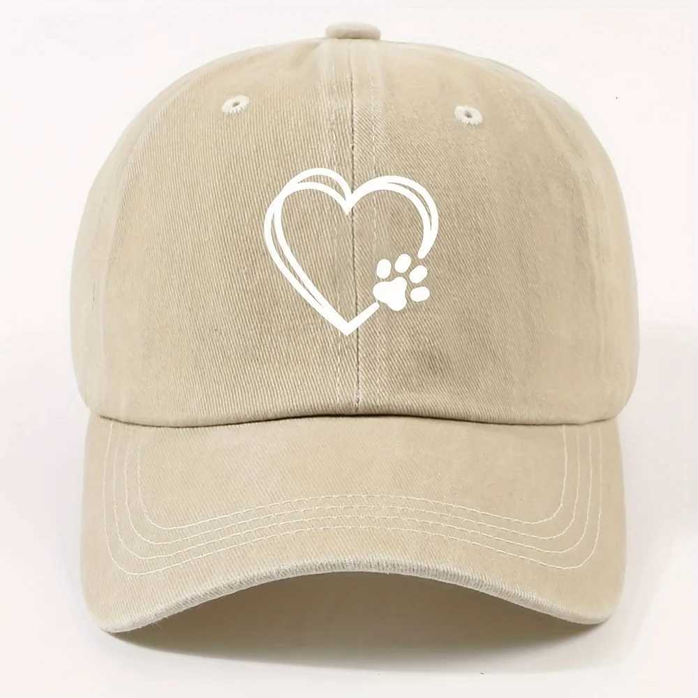 Double layered heart-shaped cat paw printed duckbill cap for both men and women adjustable dad baseball cap street riding cap S260306