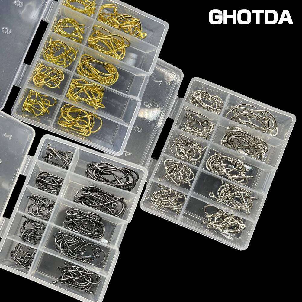 100Pcs Size 3-12# Ring Eye Fishhooks Circle Carp Eyed High Carbon Steel Fishing Hooks Single Jig Fish Hook Tackle S260305