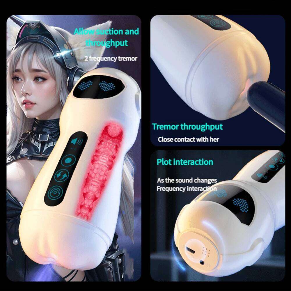 Automatic Male Masturbator Cup with Sucking & Vibration Blowjob-Style Pocket Pussy Realistic Sleeve Adult Pleasure Toy for Men W260305