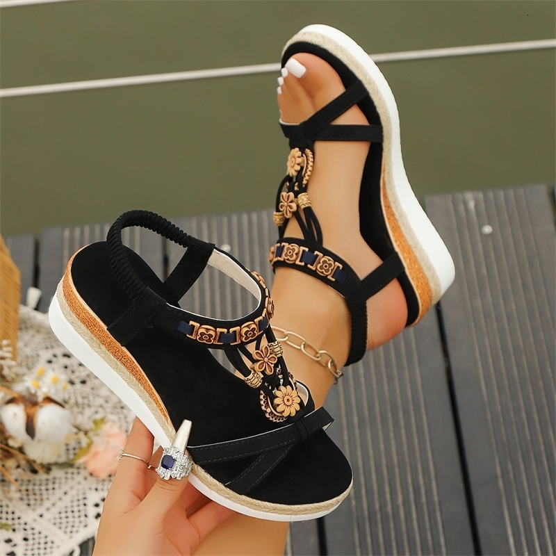 Women Wedge Sandals Summer Braided Band Platform Gladiator Sandals Woman Thick Bottom Beach Shoes Women Sandalias De Mujer 260306