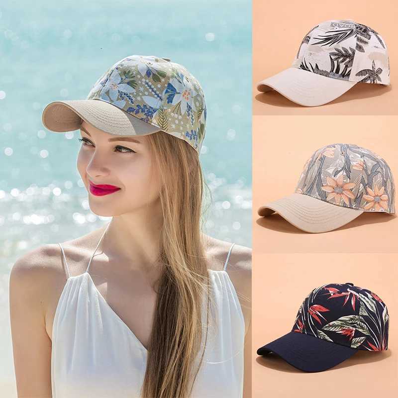 Bohemian Print Baseball Cap For Women Summer Casual Sunshade Peaked Caps Flower Lady Outdoor Beach Adjustable Sun Hat S260306