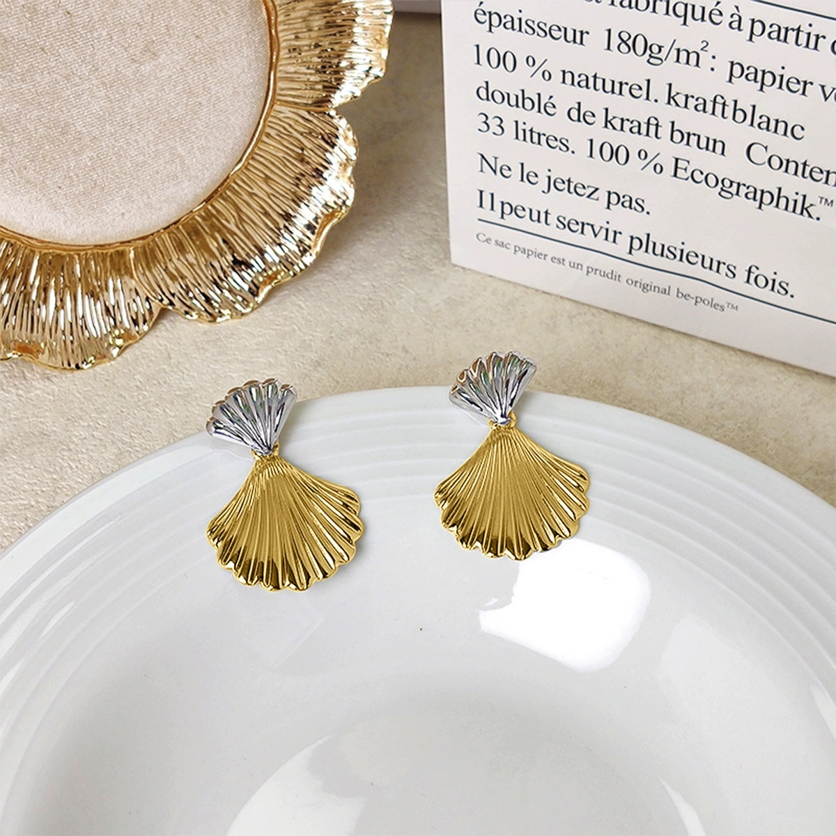 Sophisticated Nautical Earrings Featuring Artisanal Metal Oyster Design