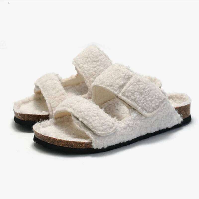Litfun Winter Furry Women's Non-slip Indoor Fashion Outdoor Slides Fuzzy Warm Comfy Slippers With Arch Support