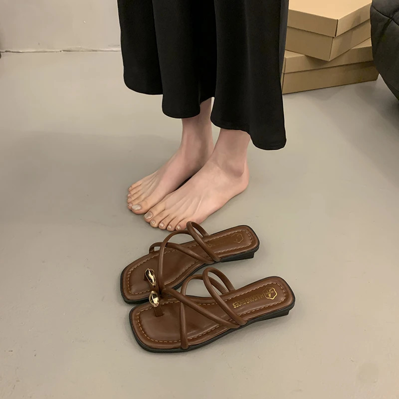French sense niche sandals summer internet flat bottomed slippers for women 260305