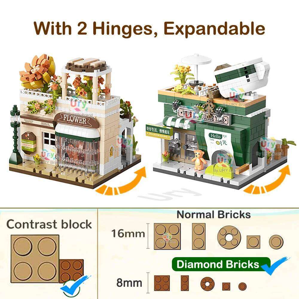 Friends House Street Diamond Bricks Girls Flower Store Coffee Shop View Designer DIY Building Block Toys for Kids Christmas Gift Z260305