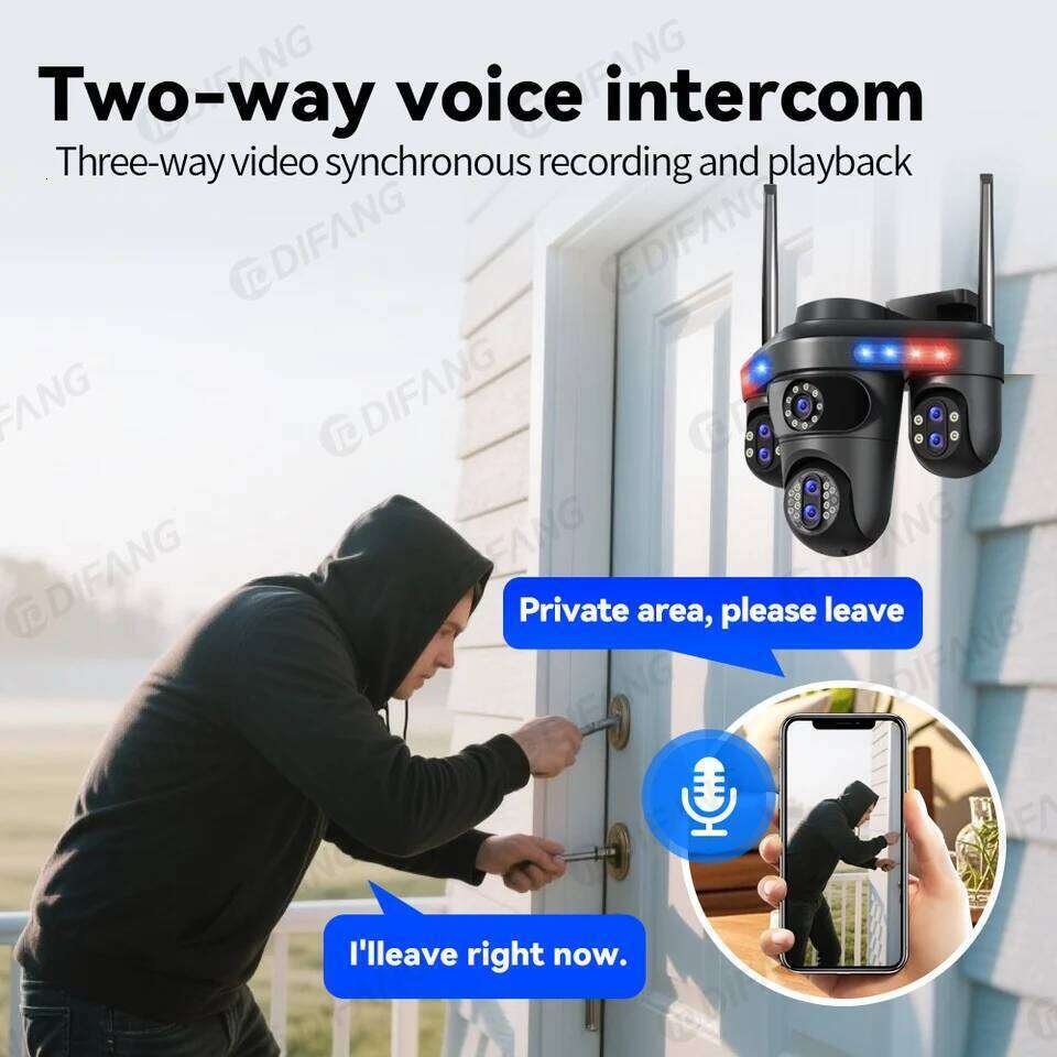 RDV DIFANG 35MP WiFi IP 4 Screens 7 Lens 10X Zoom Outdoor Wireless PTZ Security Cam Auto Tracking CCTV Surveillance Camera 26W0306