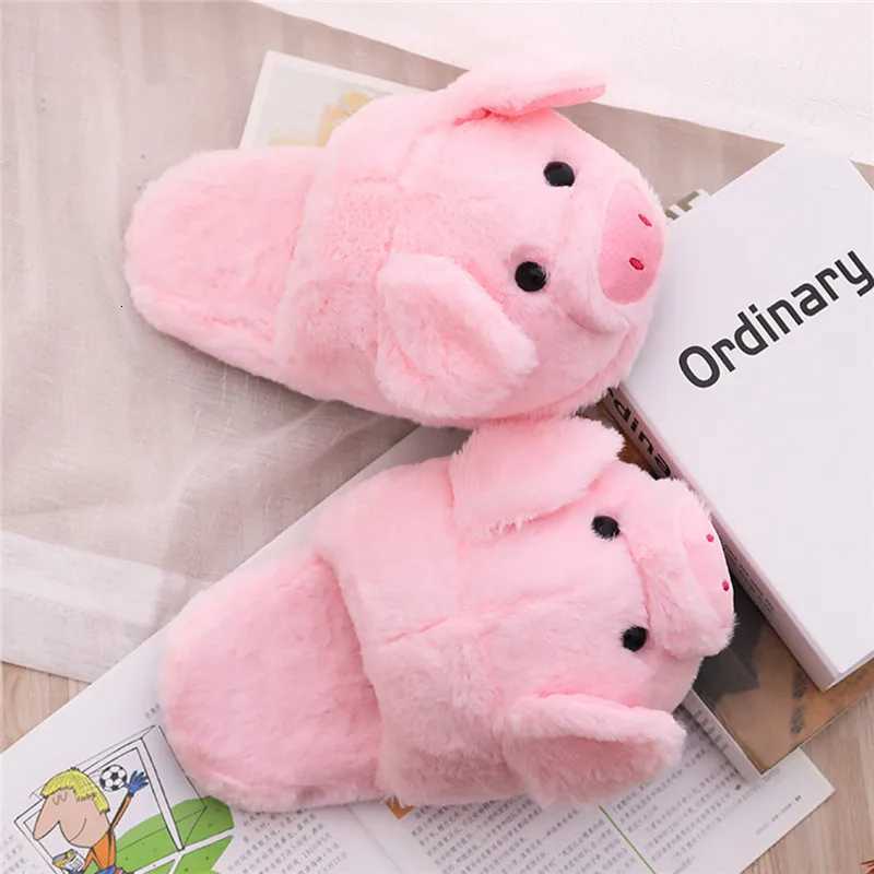 Winter Women Warm Indoor Slippers Ladies Fashion Cute Pink Pig Shoes Womens Soft Short Furry Plush Home Floor Slipper SH467 S260305