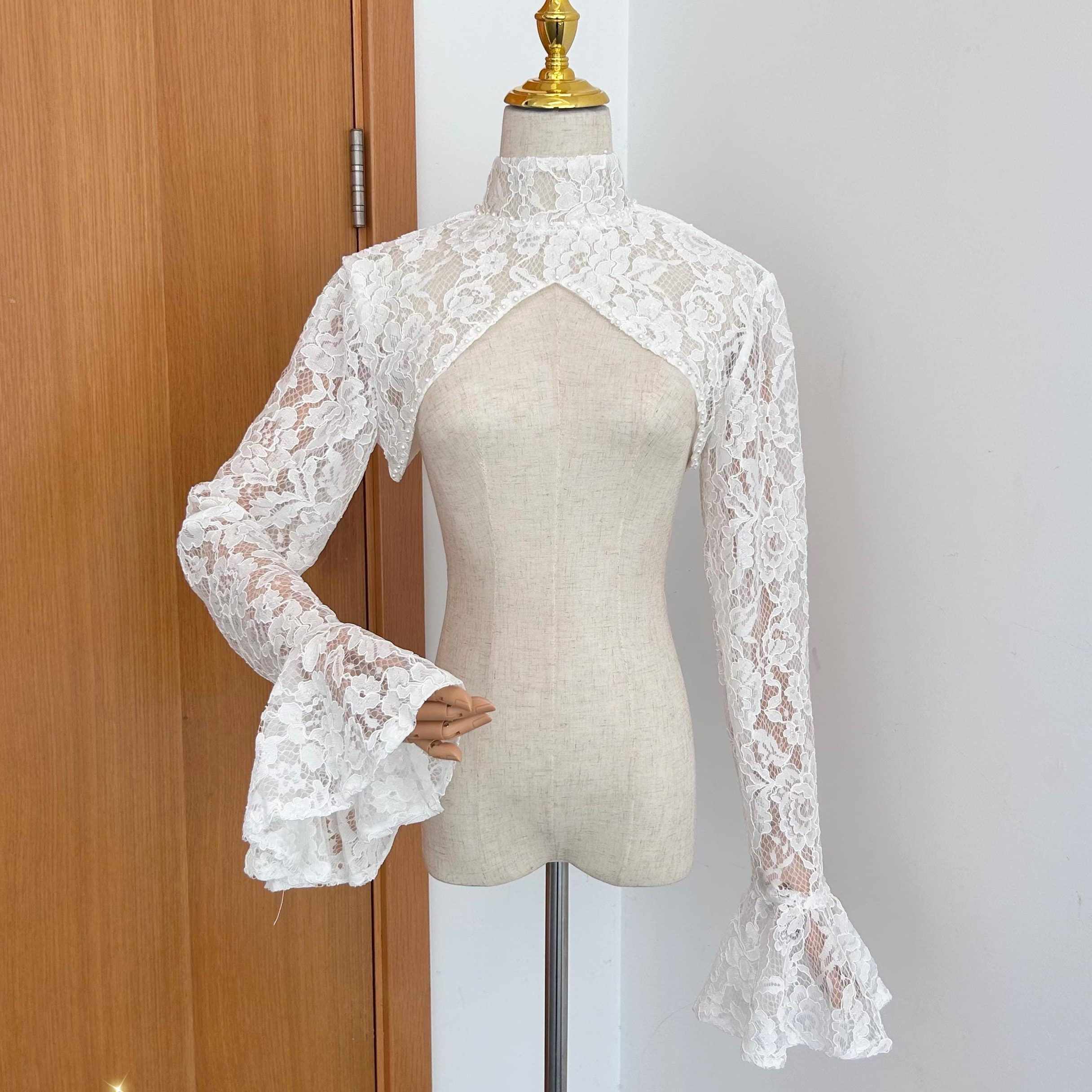 Bridal Wraps Customized Long Sleeve High Neck Lace Appliques Jackets Bolero High Quality Wedding Accessories