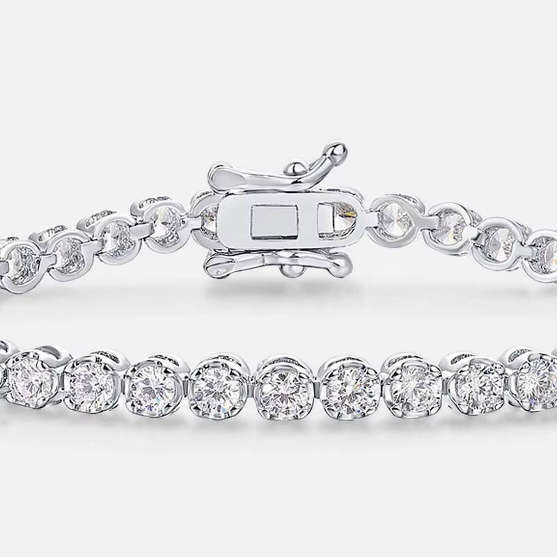 Fashion Unisex Jewelry 925 Sterling Silver White Gold Plated Chain Bracelet Charm Moissanite Tennis Bracelet for Women