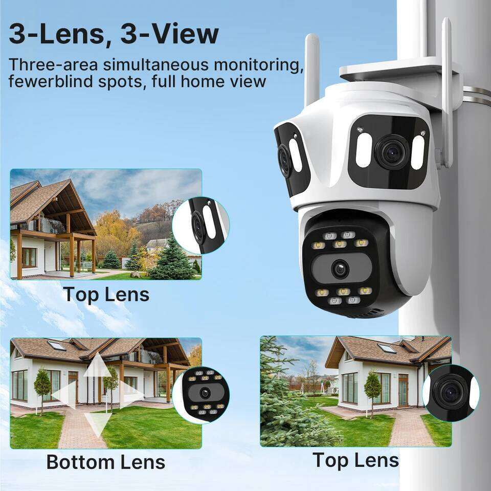 Lens PTZ IP Outdoor HD Three Screen WiFi Security Auto Tracking Dual Len Wirelss CCTV Camera iCsee 26W0306