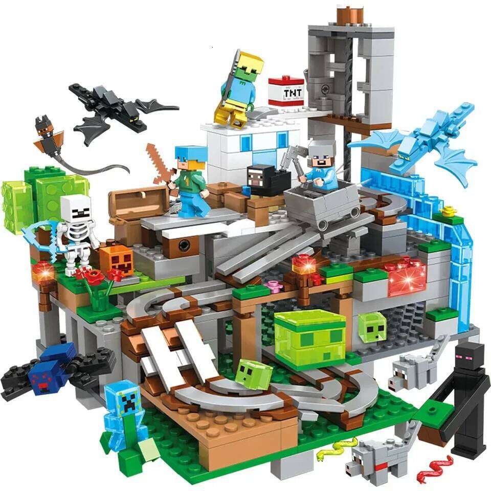 The Cave Village Special Edition Building Blocks With Steve Action Figures Compatible My World Set Toy Z260305