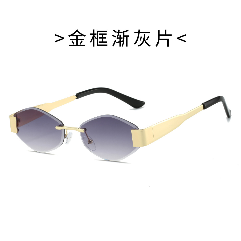 Free Shipping New Style Glasses European and American Frameless Beveled Metal Retro UV400 Trendy Sunglasses Wholesale