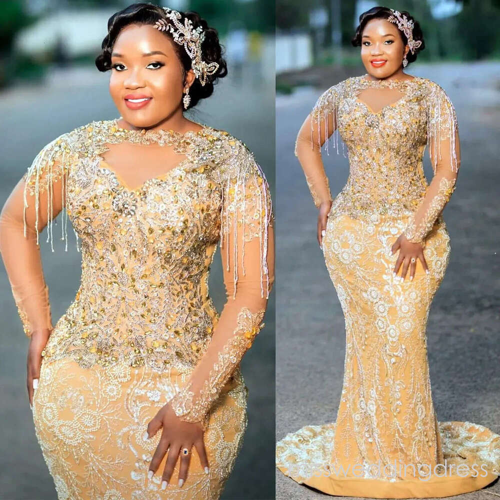 2026 Aso Ebi Plus Size Mermaid Prom Dress Sequins Crystals Evening Formal Gowns
