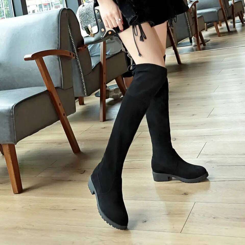 Women Over The Knee Suede Sexy Heels Lace Up Long Fall/winter Warm Thigh High Boots Party