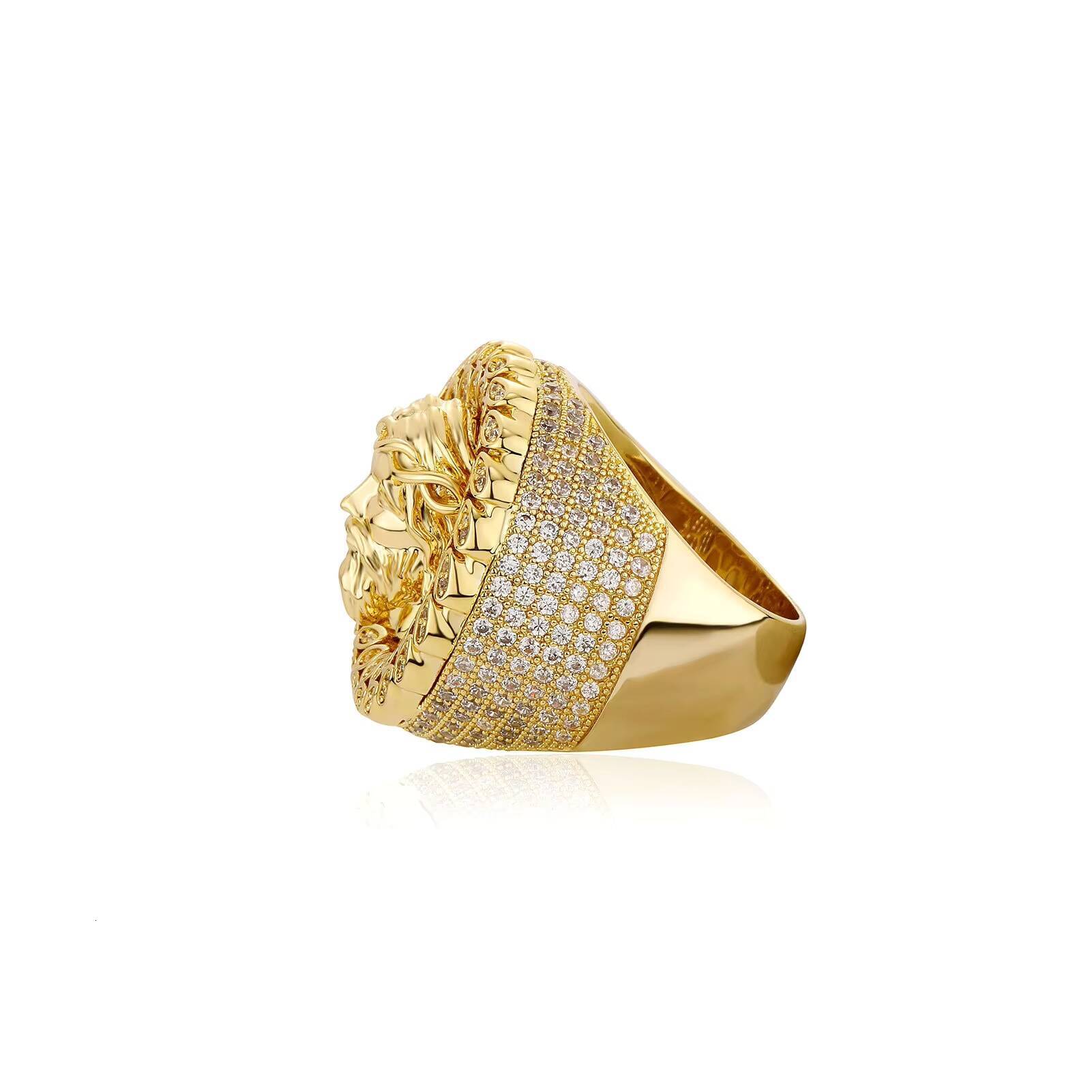 Wholesale Hip Hop Jewelry Christian Jesus Ring Iced Out Cubic Zircon Diamond Jesus Face Head Christ Brass Real Gold Plated Ring