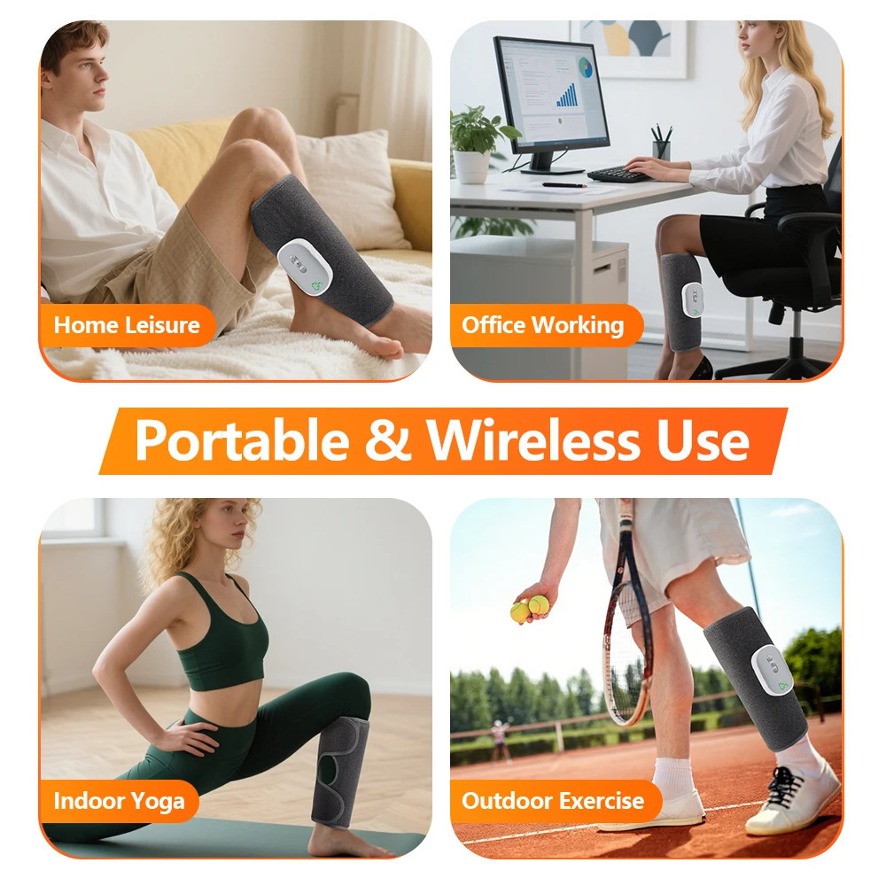 Wireless Air Pressure Calf Massager Electric 4 Mode Airbag Compresstion Leg Massage Foot Calf Muscle Relax Blood Circulation 260304