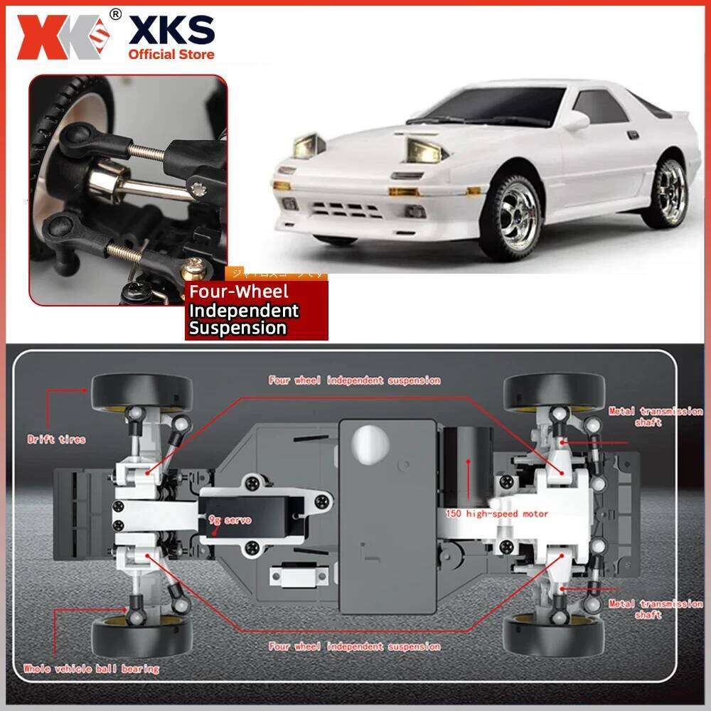 XKS LDRC LD1802 RX7 1/18 car RWD Drift Car 2.4G ESP Gyroscope Anti-Interference with Flip Lights RC Toy C260305