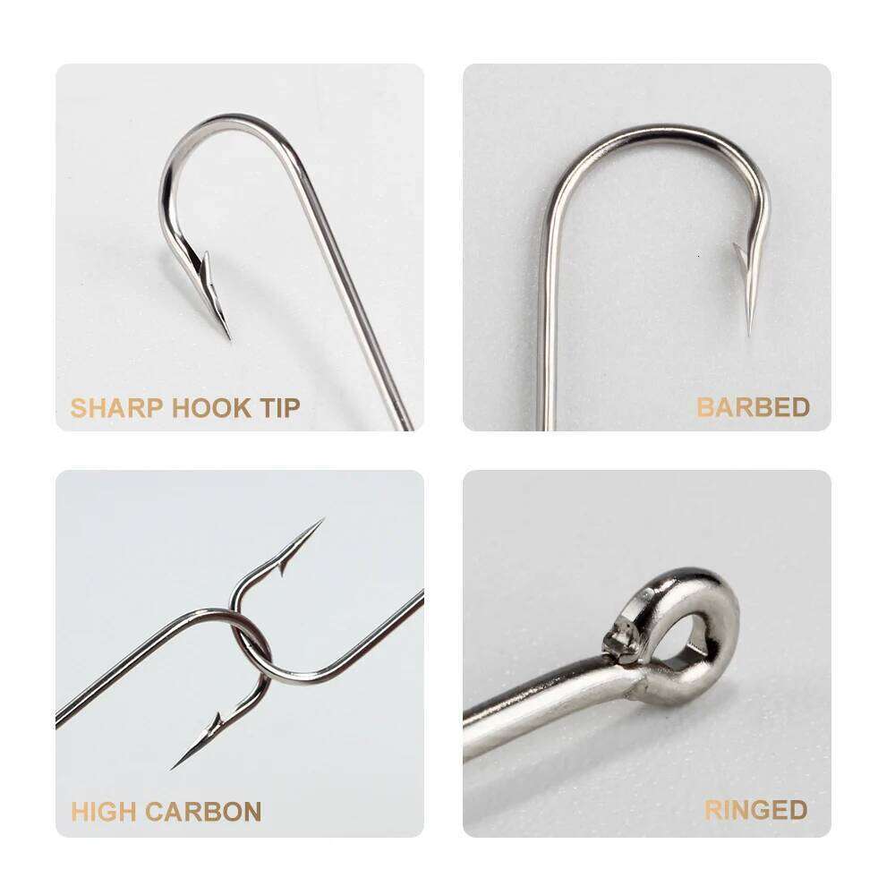 FTK 10#-20# 100Pcs/Box Round Nickel Big Ringed Sea Hook BENT SEA Hooks From Norway for Jigging Carp Fishhook Fishing Tackle 2335 Y260305