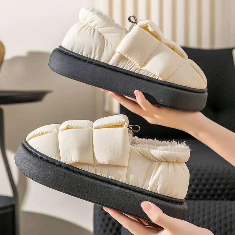 Litfun Winter Fluffy For Women Platform Anti-slip Cotton Leisure Indoor Slides Furry Warm Comfy Women's Slippers