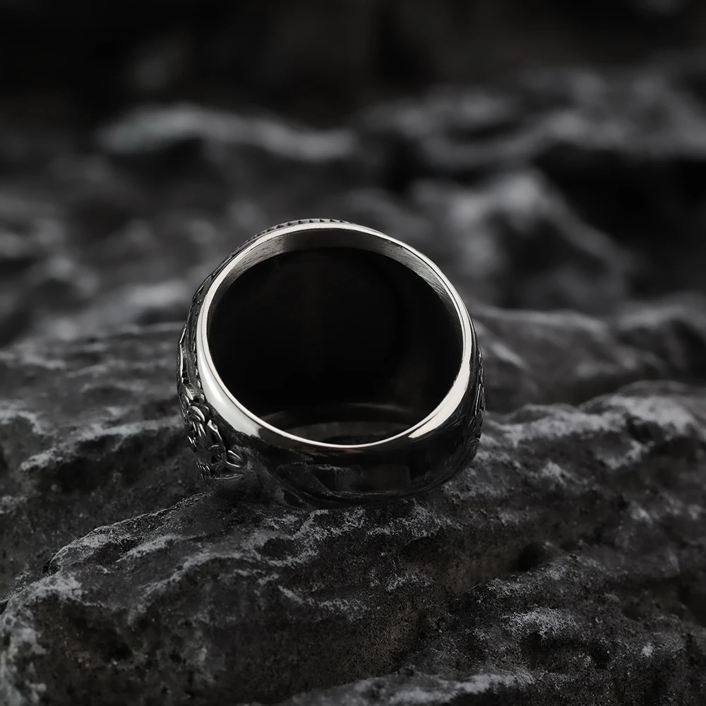 European and American Style Fashion Personality Viking Rune Mens Ring Vintage Celtic Knot Stainless Steel Jewelry 260302