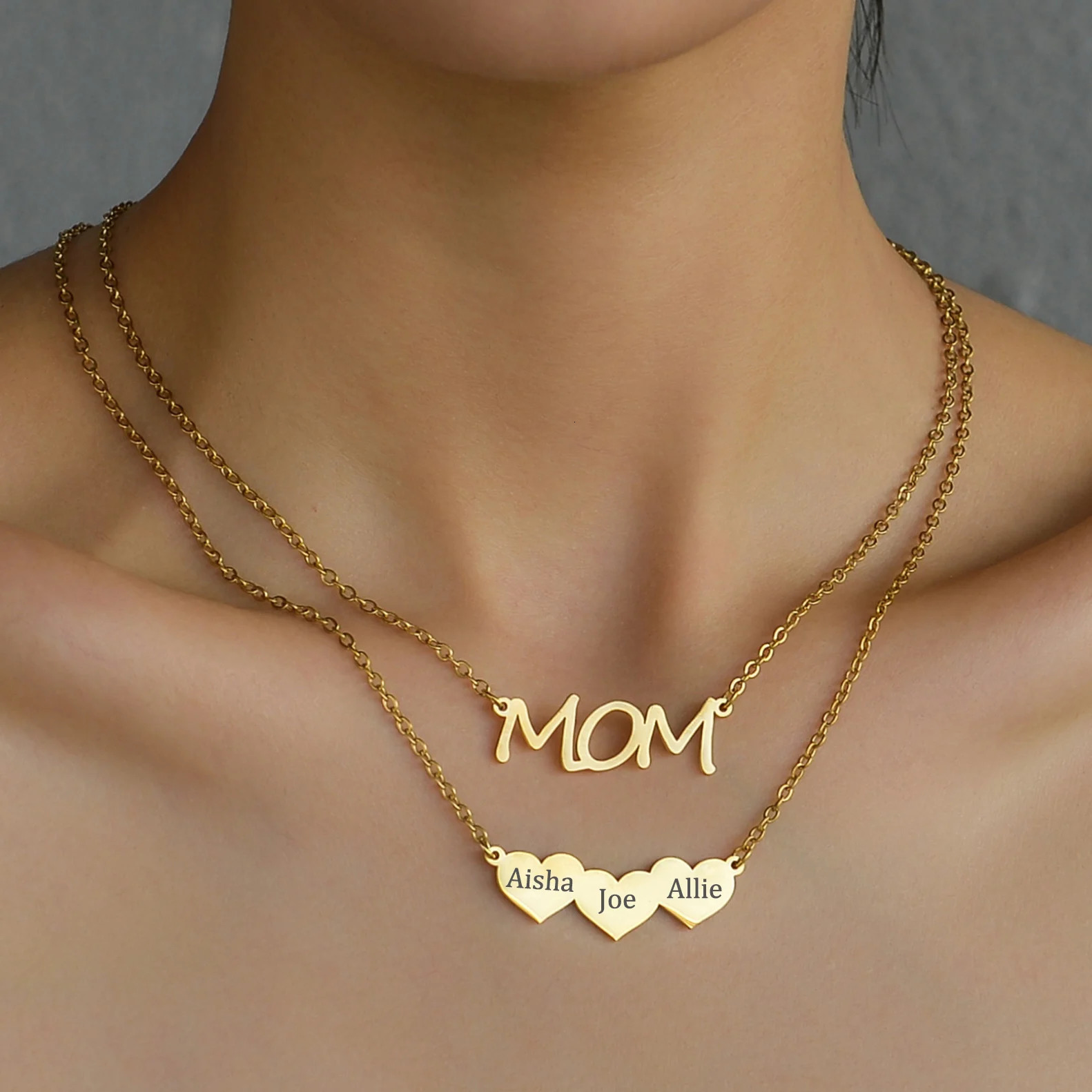 Atoztide PersonalizedCustom Name Necklace Heart Wing Engrave Letter Stainless Steel Jewelry for Women Mother s Birthday Gift 260302