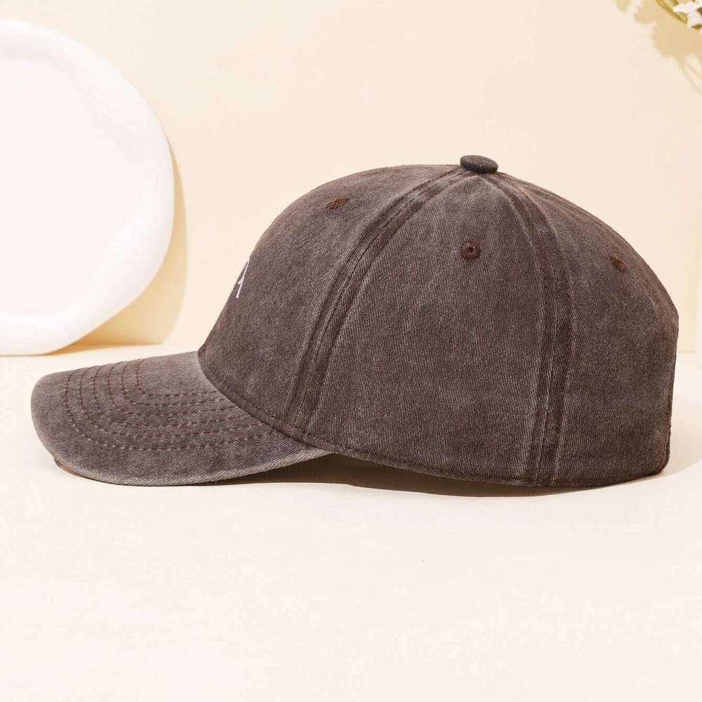 Fashionable retro washed mountain embroidered duckbill for sports, outdoor leisure, sun shading, baseball cap Y260304