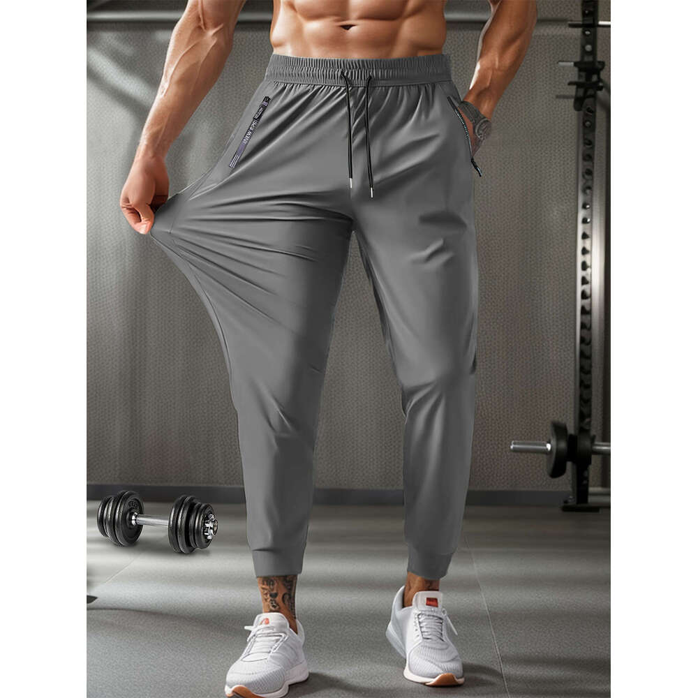 Summer Nylon Ice Silk Men's Thin Breathable Large Size Casual Stretch Long Boxer Quick-Dry Pants