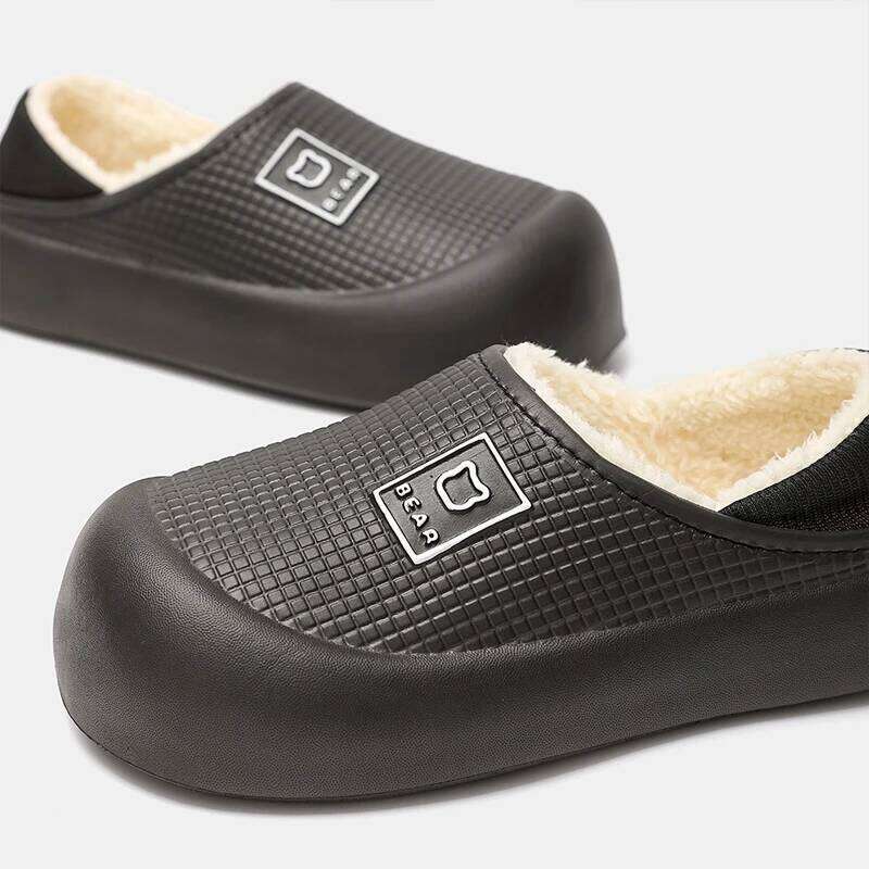 Litfun Winter Fluffy Women's Platform Soft Sole Waterproof Anti-slip Slides Plush Lining Warm Slippers For Women