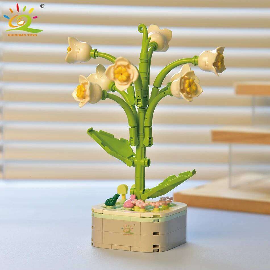 HUIQIBAO MOC Flower Succulents Building Blocks Everlasting Flowerpot Bonsai Gardens Romantic Bricks DIY Potted Plants Model Kids Z260306