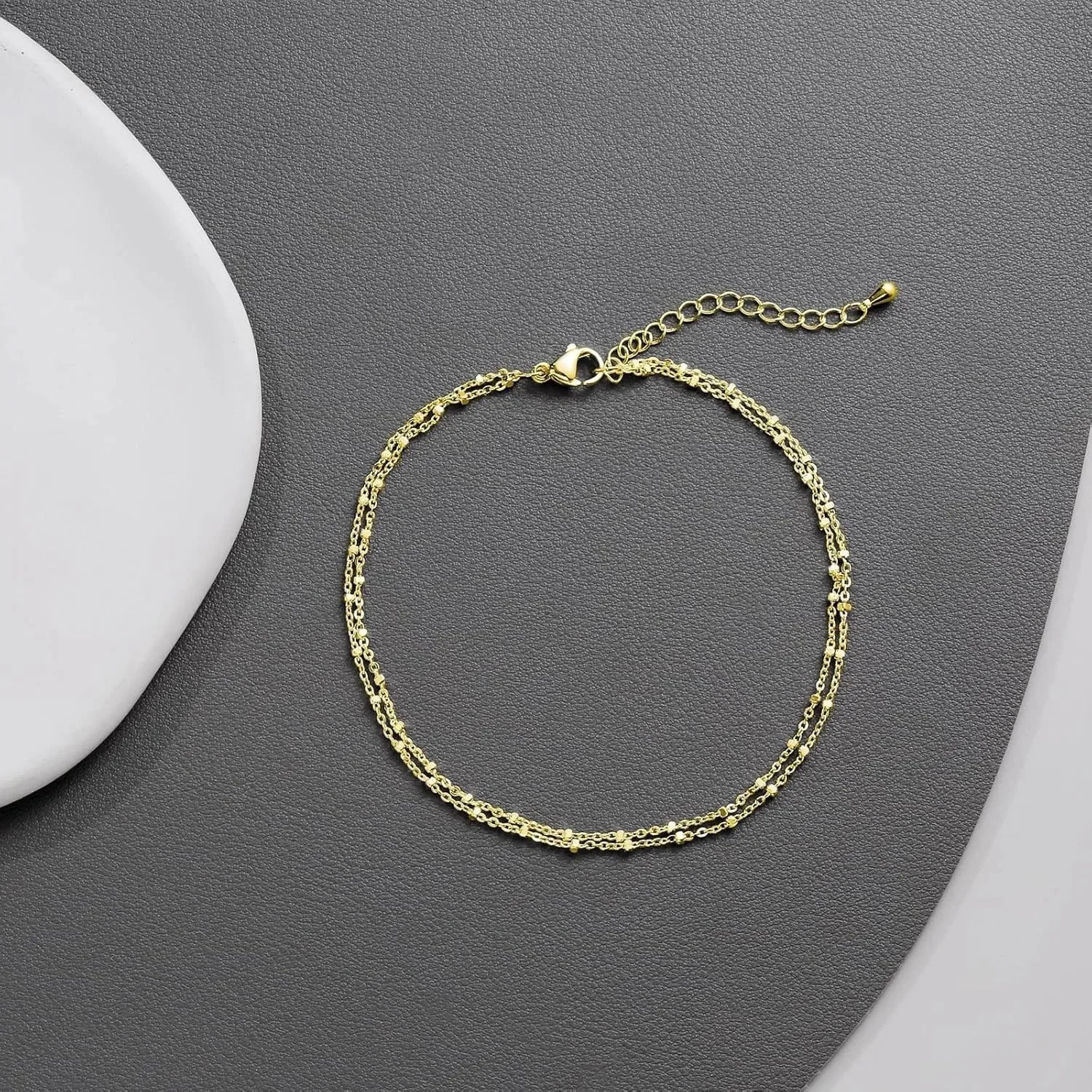 Gold/Silver Ankle Bracelets for Women14K Gold Anklets for Women Waterproof Beads Anklets Set Layered Anklet Gold Jewelry Gift 260304