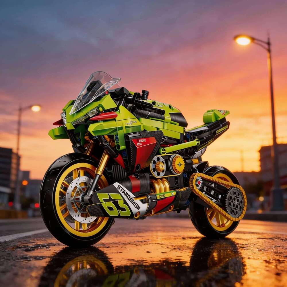 High-Tech 1:8 Scale Motorcycle Building Blocks City Motorbike Locomotive Modular Bricks Model Toys For Kid Gifts Z260306