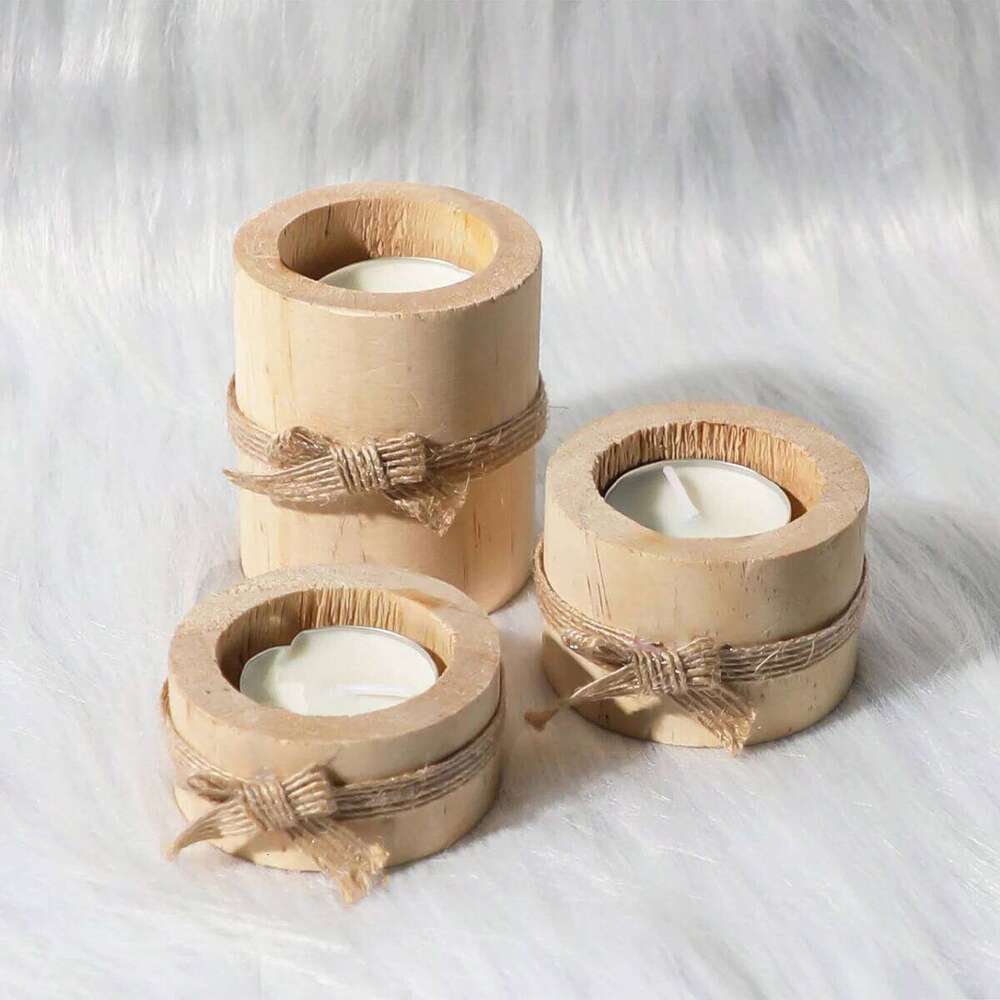 1pc/3pcs - Wooden tea lamp holder, suitable for decorating wooden flower pots in the center of wedding and birthday tables XJ260305