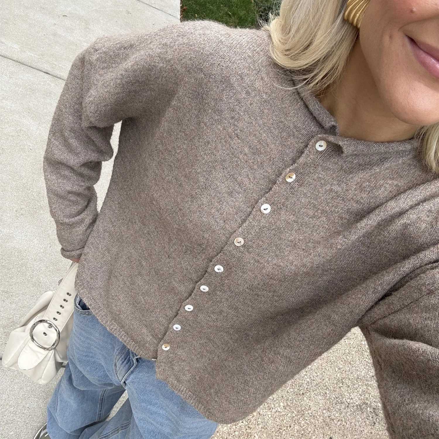 Knit Cardigan for Women Fashionable Versatile Solid Color Long Sleeve Loose Button Down Sweater Y2K Winter Fall Streetwear M260306