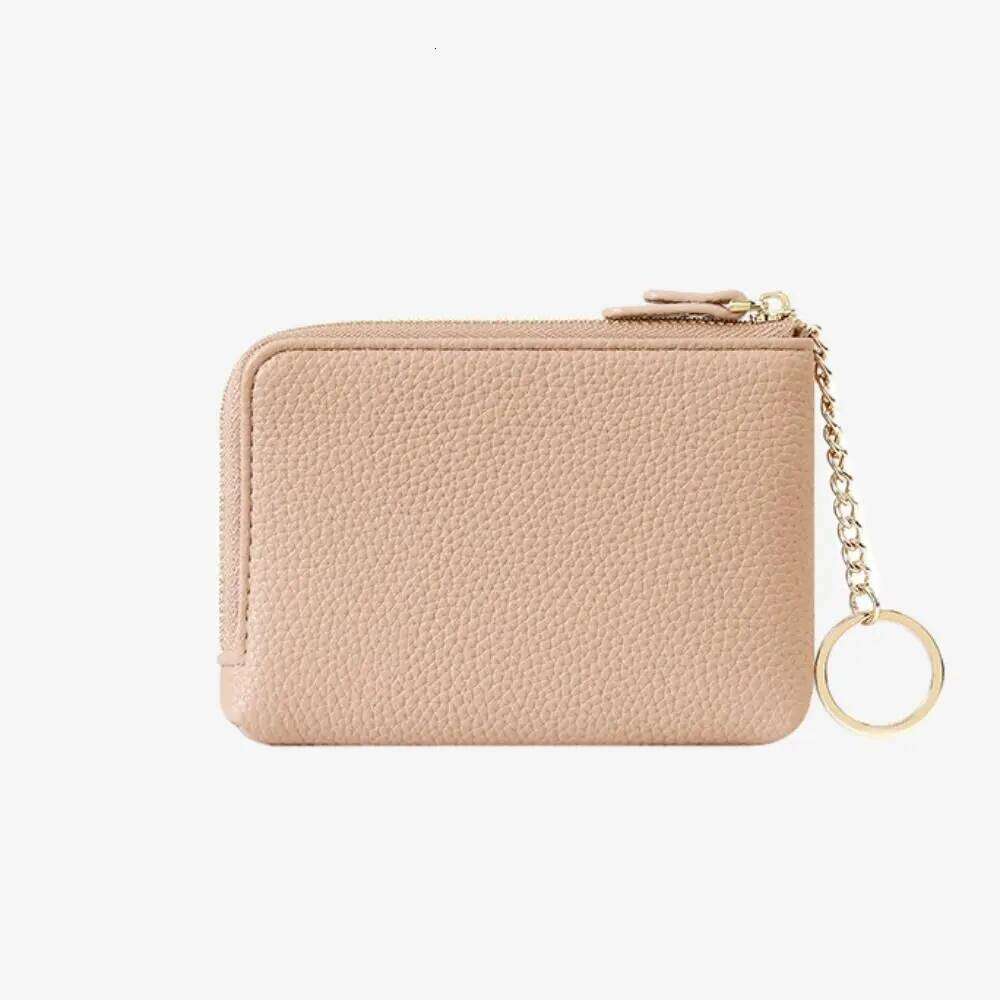 Fashion Leather Coin Purse Zipper Closure Slots Keychain Wallet Multi Functional Solid Color Card Case Casual C260304