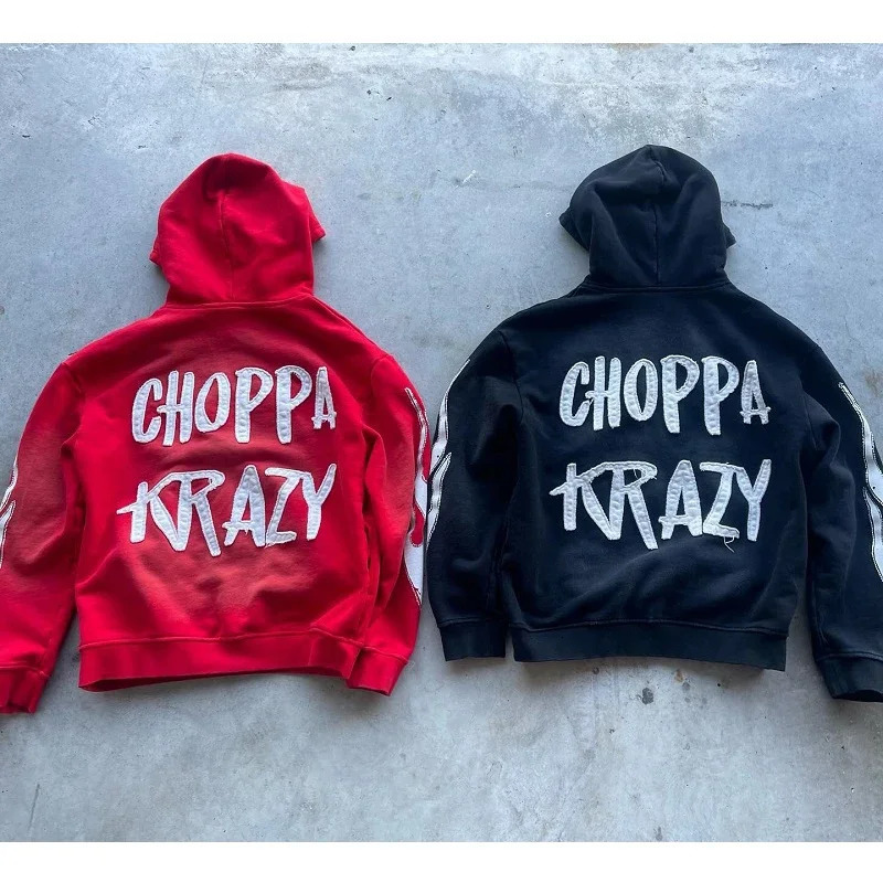 Vintage High Street Personalized Letter Printed Men Hoodie Y2K Harajuku Gothic Punk Men and Women Sportswear streetwear 260304
