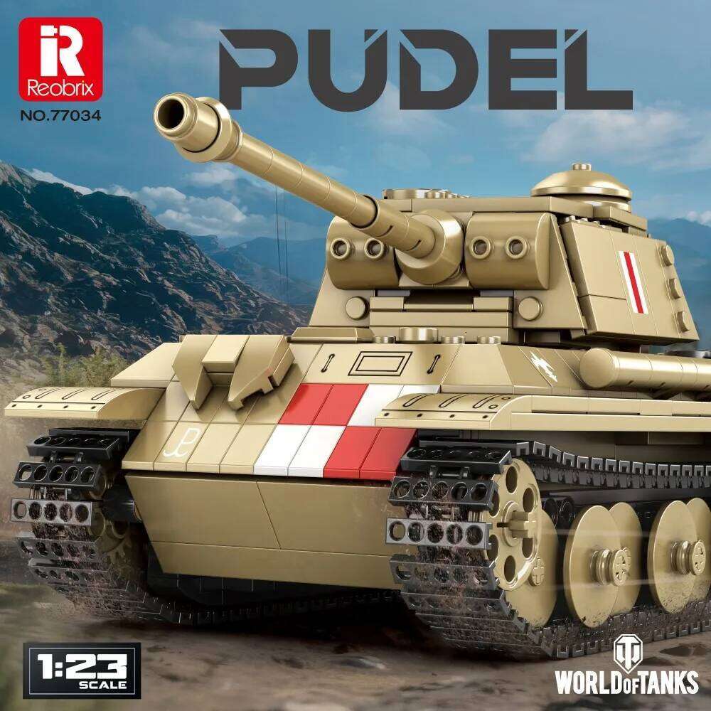 969PCS Pudel Tank Building Blocks 1:23 Scale 360 Turret Military World of Tanks Series Model Bricks Kids Toys Holiday Gifts Z260305