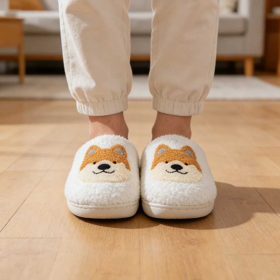 Kids Slippers House Shoes Cartoon Winter Shoes For Girls Warm Anti-slip Soft Bottom Pink White Shoes Size 36-45 S260305