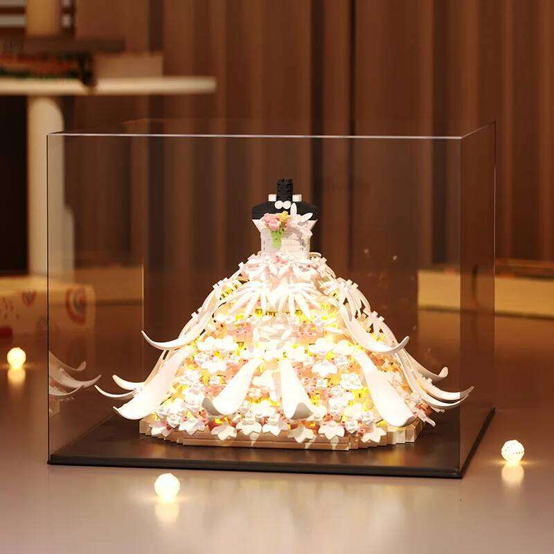 Romantic Princess Black and White Wedding Decoration Assembled Building Block Toy Girls Valentine's Day New Year's Gift Z260306